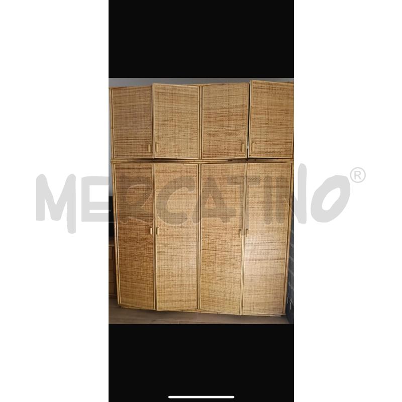 ARMADIO 4 ANTE + 4 ANTE SOPRA BAMBOO E RATTAN | Mercatino dell'Usato Teramo 1