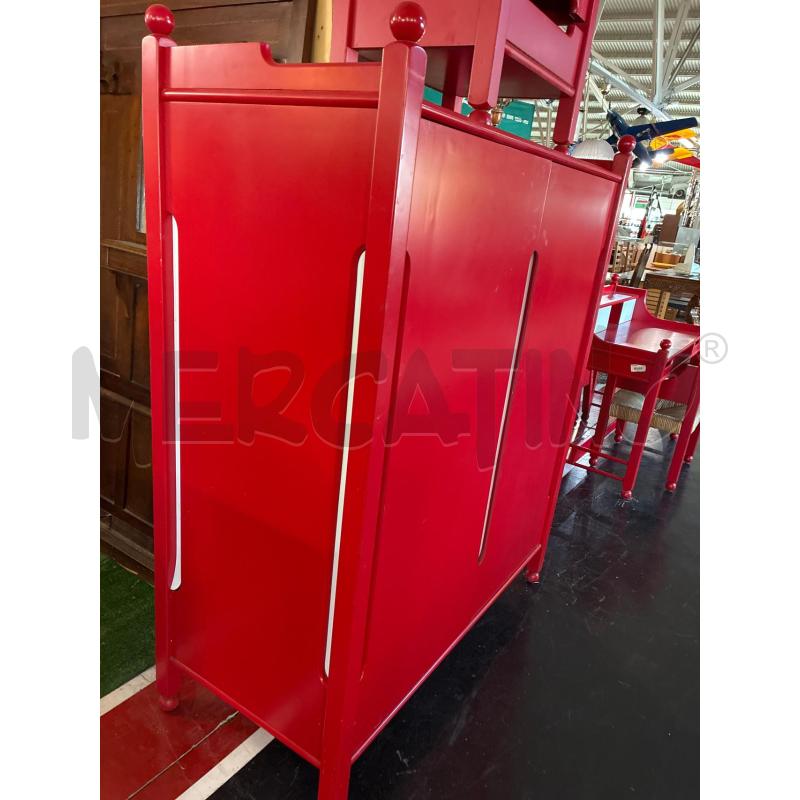 ARMADIO DESIGN CASSINA VINTAGE LEGNO SMALTATO ROSSO 2 SPORTELLI FINITURE BIANCHE | Mercatino dell'Usato Teramo 2