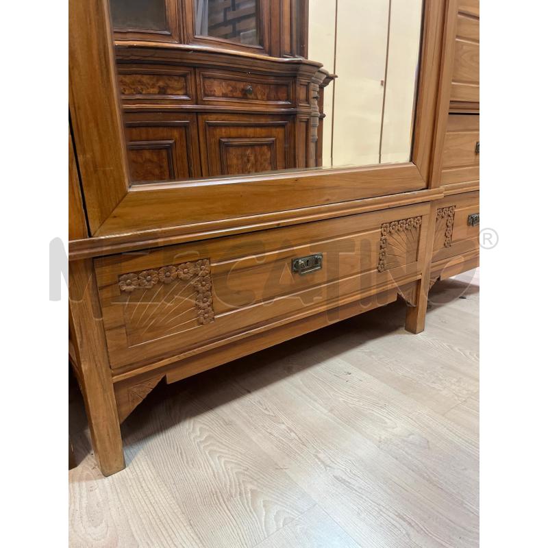 ARMADIO EPOCA IN LEGNO MASSELLO 1 ANTA SPECCHIO - RESTAURATO - SOPRALZO INCISO | Mercatino dell'Usato Teramo 5