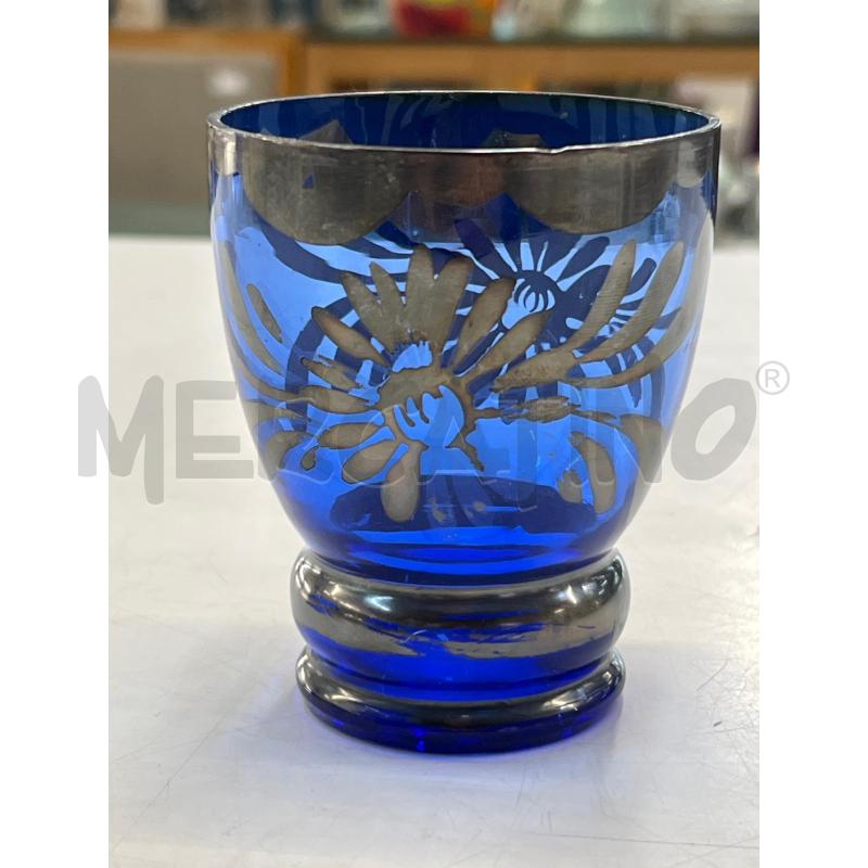 BICCHIERE VETRO BLU LAM ARG | Mercatino dell'Usato Teramo 1