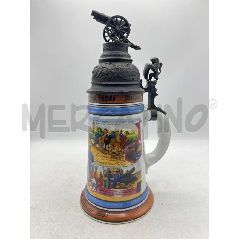 BOCCALE BIRRA CERAMICA DA COLLEZIONE COPERCHIO SOPRA CON CANNONE | Mercatino dell'Usato Teramo 1