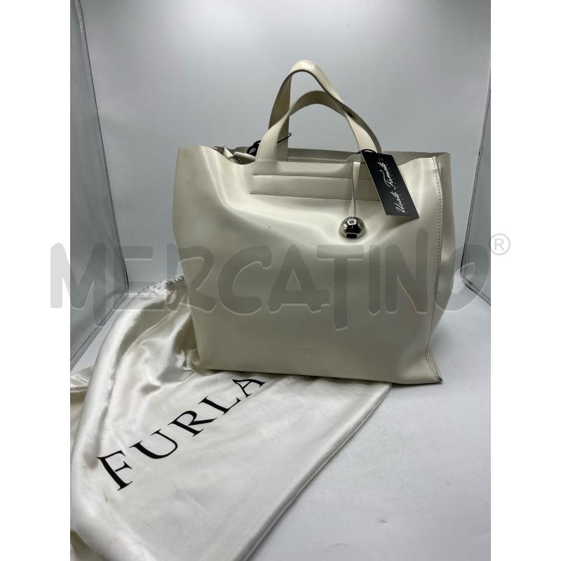 BORSA DONNA FURLA BIANCA QUADRATA 2 MANICI | Mercatino dell'Usato Teramo 1