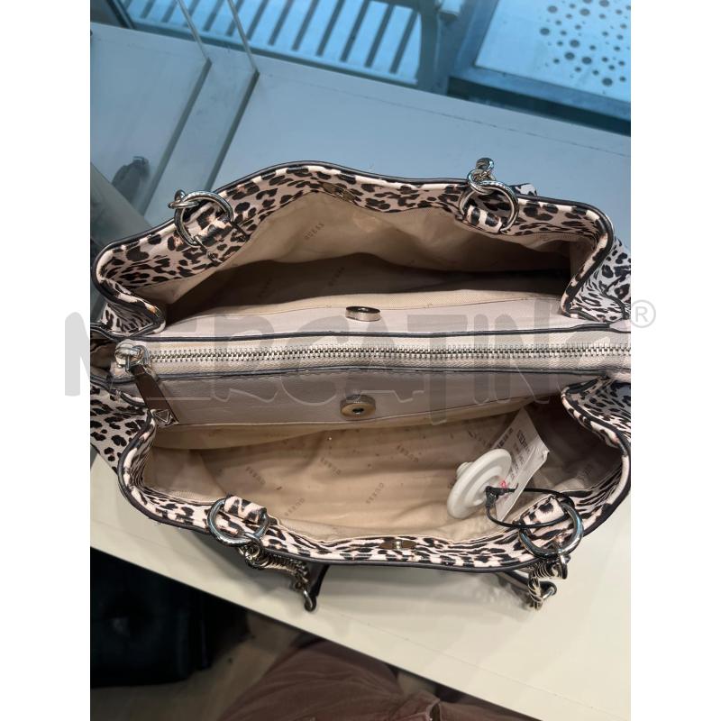 BORSA DONNA GUESS FANTASIA ANIMELIER BEIGE MARRONE MANICI CATENA | Mercatino dell'Usato Teramo 3