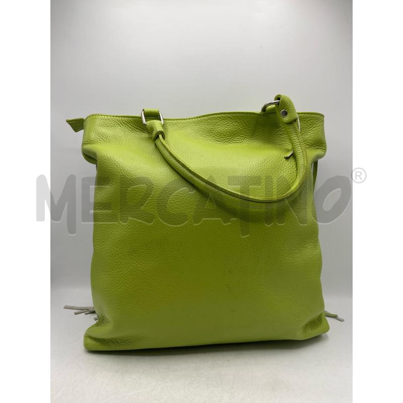 BORSA DONNA IN PELLE VERDE ACIDO CON FRANGE | Mercatino dell'Usato Teramo 2