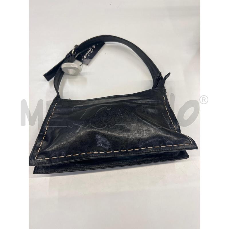 BORSA DONNA MALANDRINO NERA IN PELLE NERA CUCITURE BEIGE  | Mercatino dell'Usato Teramo 1