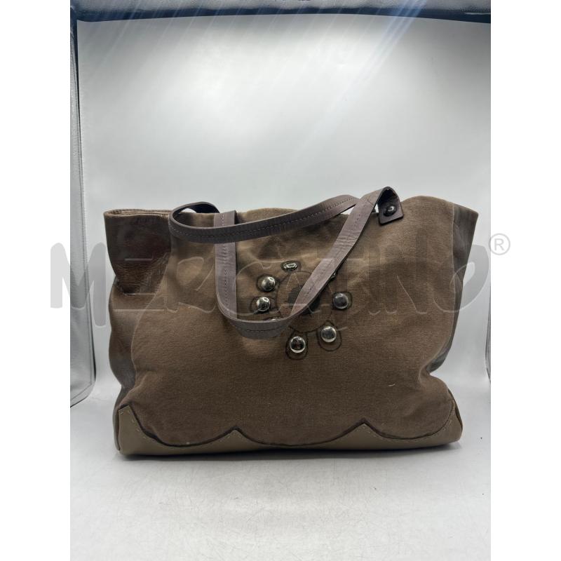 BORSA DONNA MALIPARMI MARRONE DOPPIO TESSUTO INSERTI IN PELLE  | Mercatino dell'Usato Teramo 2