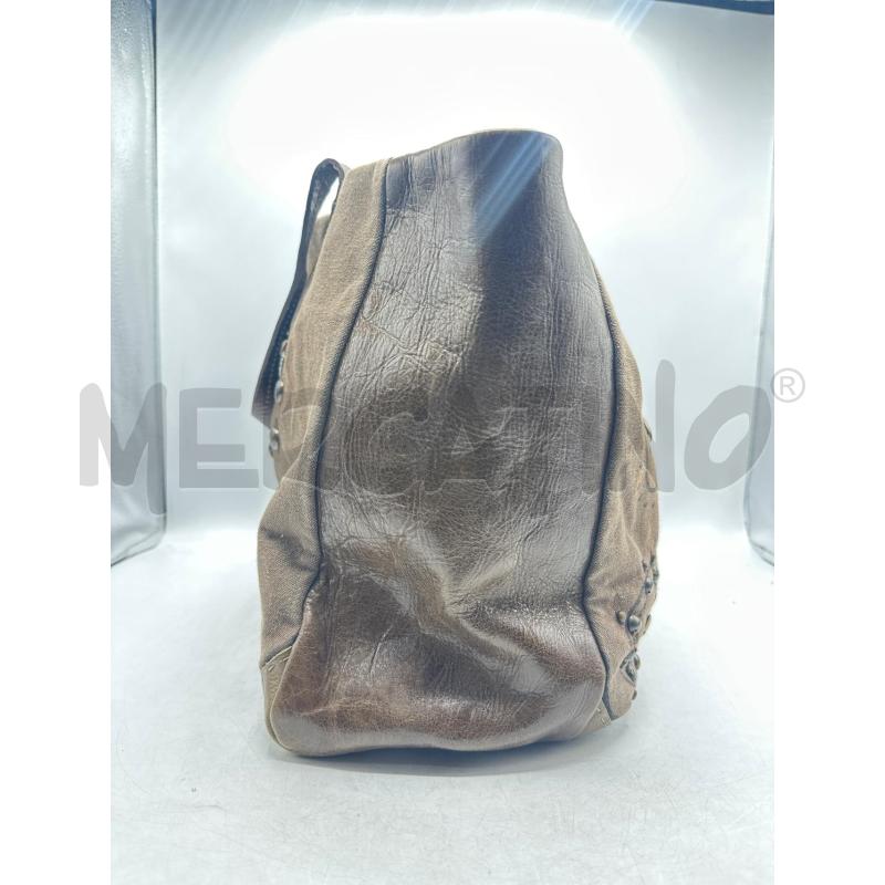 BORSA DONNA MALIPARMI MARRONE DOPPIO TESSUTO INSERTI IN PELLE  | Mercatino dell'Usato Teramo 3
