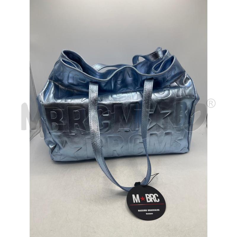 BORSA DONNA M BRC MASSIMO BRACCIALINI IN PELLE CELESTE FANTASIA SCRITTE  | Mercatino dell'Usato Teramo 1