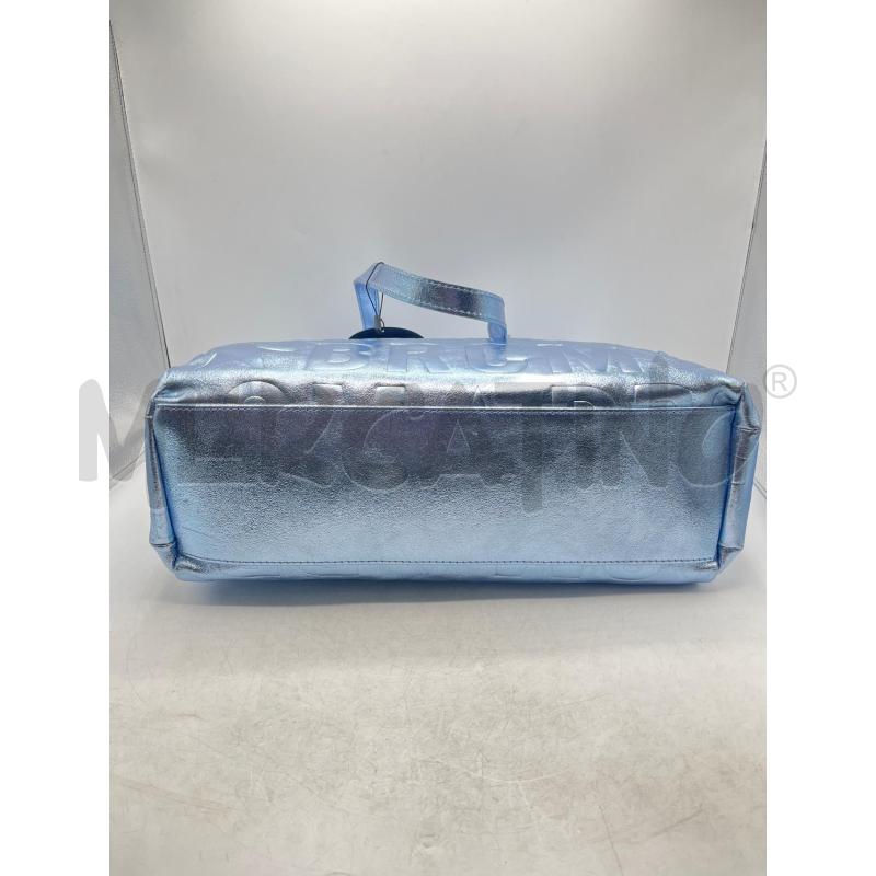 BORSA DONNA M BRC MASSIMO BRACCIALINI IN PELLE CELESTE FANTASIA SCRITTE  | Mercatino dell'Usato Teramo 3