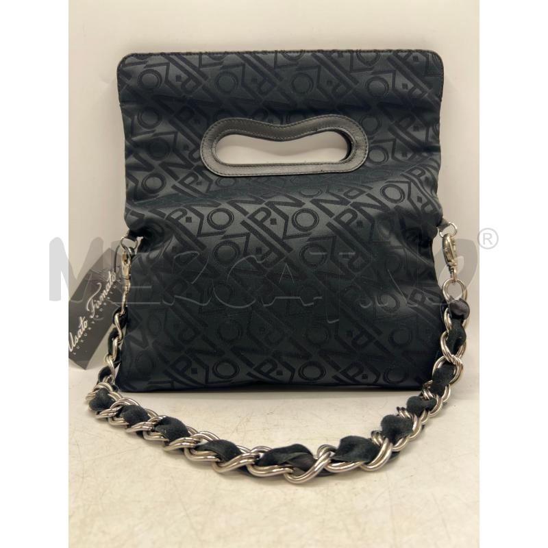 BORSA DONNA PINKO NERA STAMPA SCRITTA  CATENA ARGENTATA INTRECCIO IN PELLE  | Mercatino dell'Usato Teramo 1