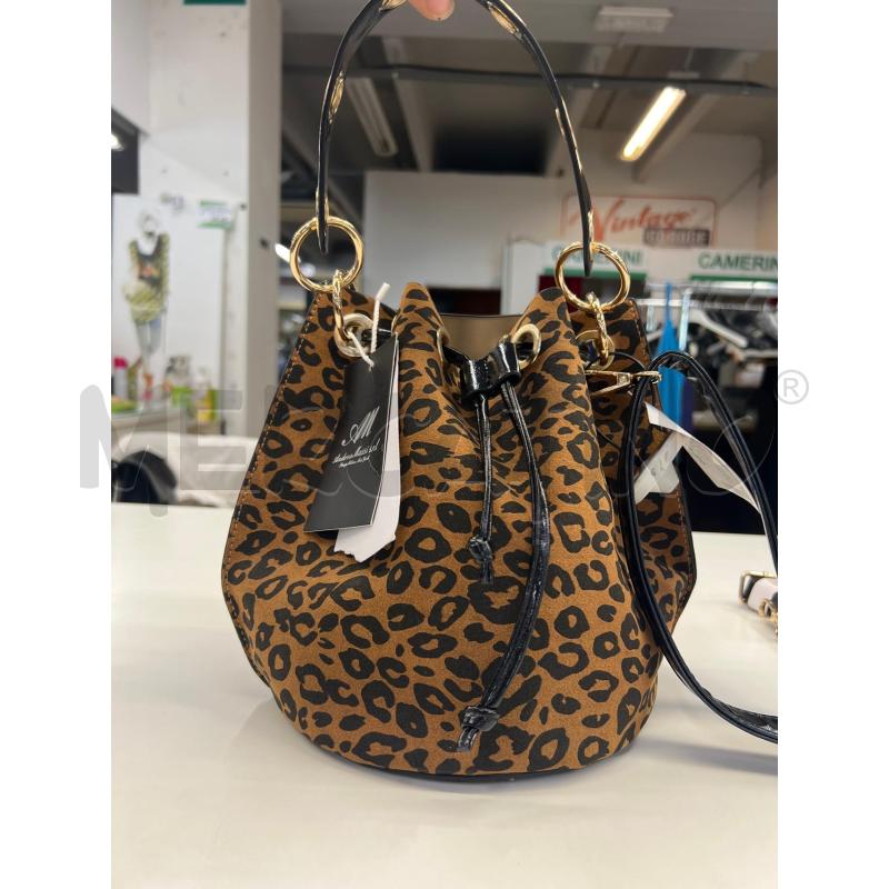 BORSETTA DONNA FANTASIA ANIMALIER MARRONE NERO MANICO NERO LUCIDO  | Mercatino dell'Usato Teramo 1