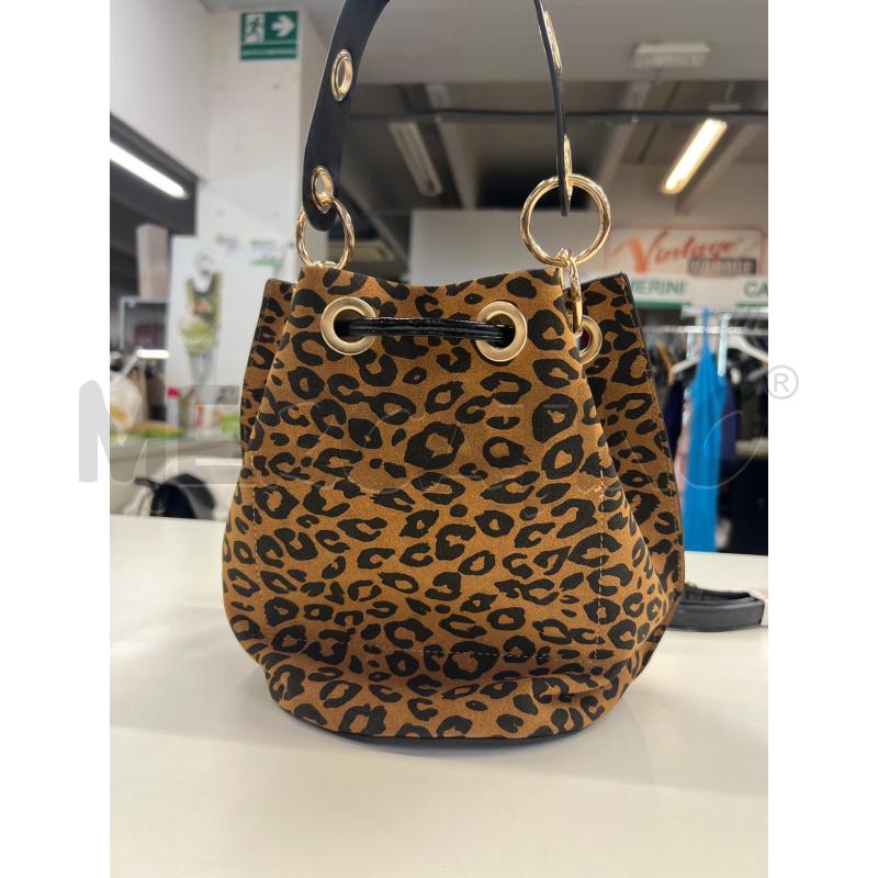 BORSETTA DONNA FANTASIA ANIMALIER MARRONE NERO MANICO NERO LUCIDO  | Mercatino dell'Usato Teramo 2