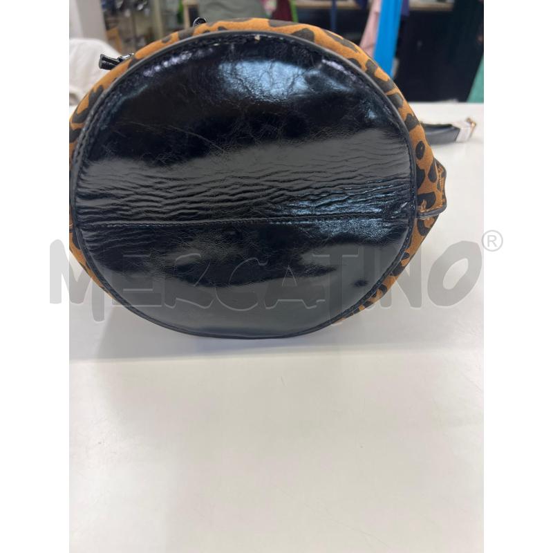BORSETTA DONNA FANTASIA ANIMALIER MARRONE NERO MANICO NERO LUCIDO  | Mercatino dell'Usato Teramo 3
