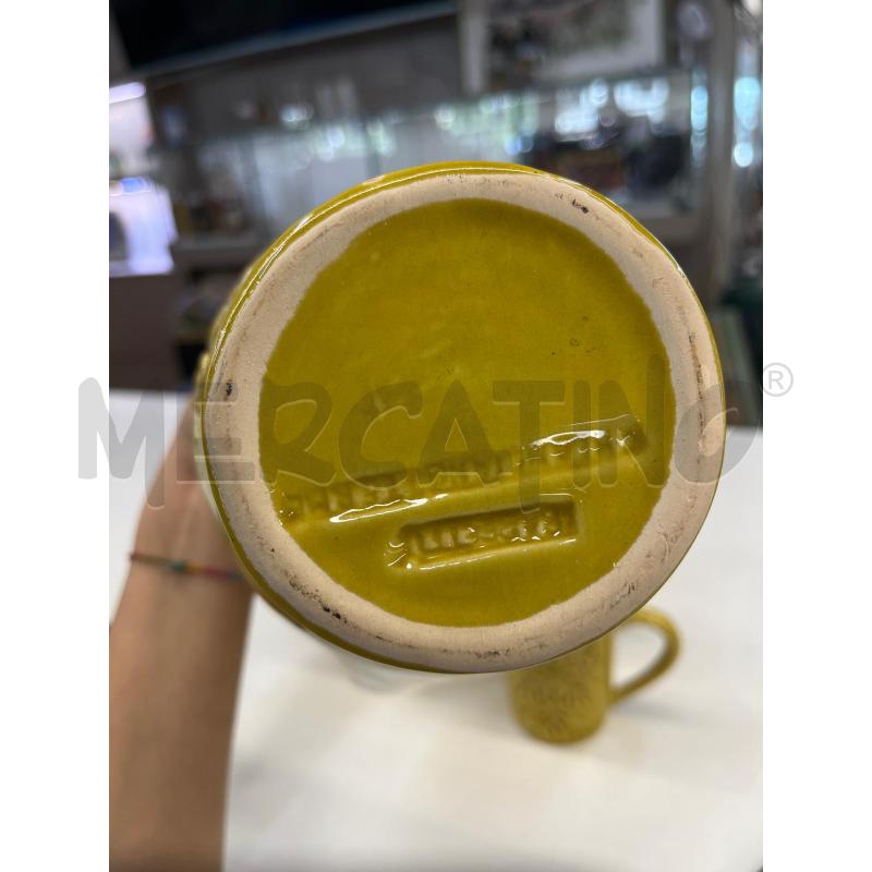 BROCCA E 6 BICCHIERI GIALLI CON FIORE CERAMICA | Mercatino dell'Usato Teramo 2