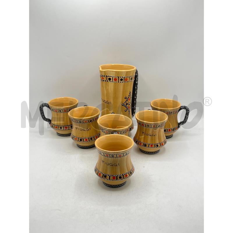 BROCCA FIUGGI CERAMICA DIPINTA A MANO + 6 BOCCALI | Mercatino dell'Usato Teramo 1