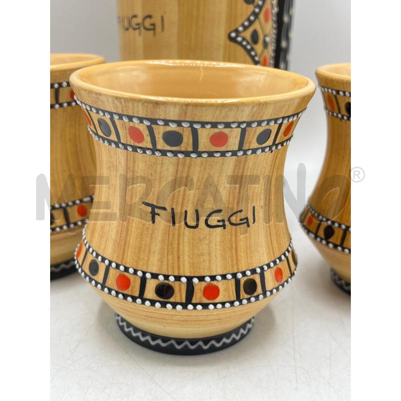 BROCCA FIUGGI CERAMICA DIPINTA A MANO + 6 BOCCALI | Mercatino dell'Usato Teramo 2