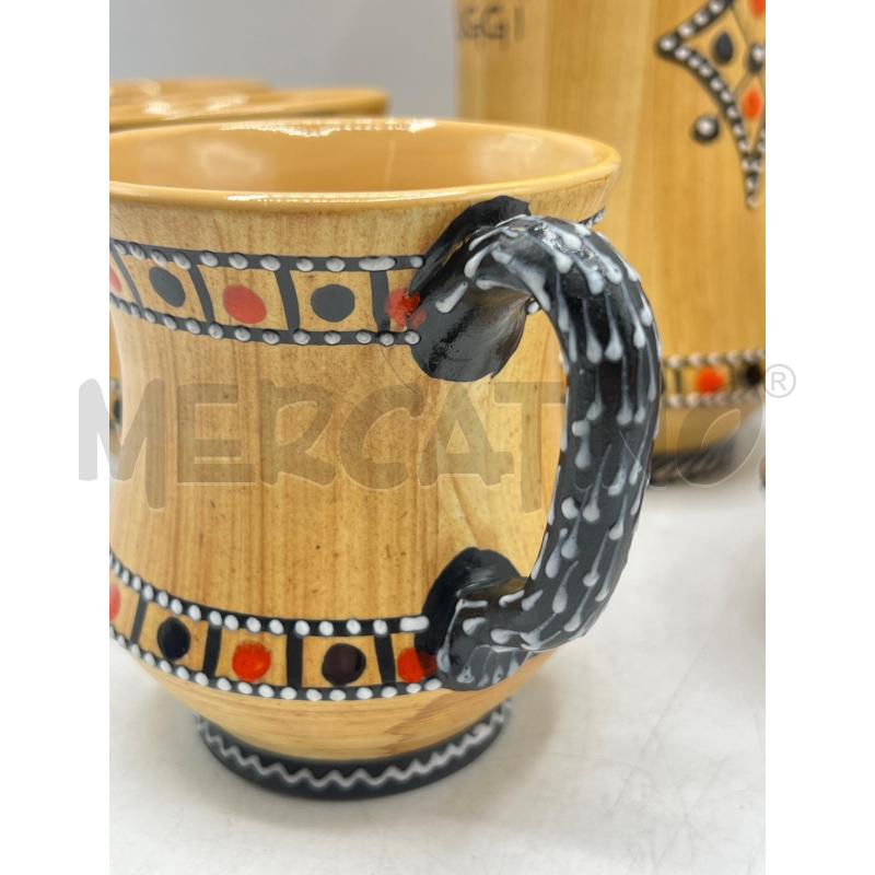 BROCCA FIUGGI CERAMICA DIPINTA A MANO + 6 BOCCALI | Mercatino dell'Usato Teramo 3