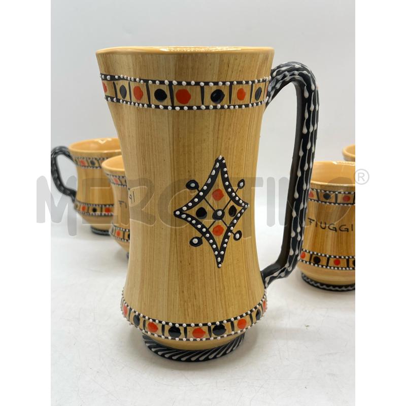 BROCCA FIUGGI CERAMICA DIPINTA A MANO + 6 BOCCALI | Mercatino dell'Usato Teramo 4
