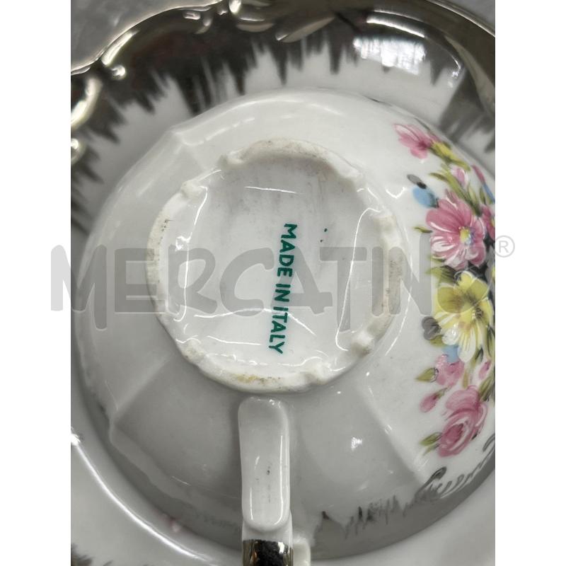 CAFFE' SET 8 TAZZE PORCELLANA FINITURE ARG + CAFF LAT ZUC + PIAT | Mercatino dell'Usato Teramo 3
