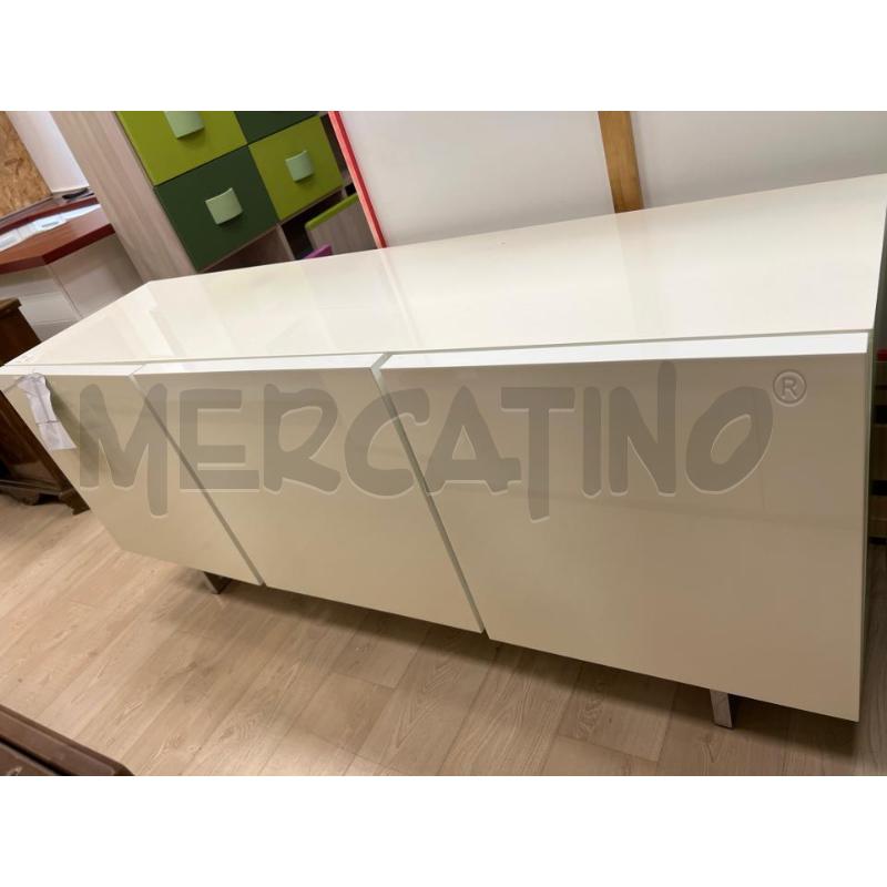 CALLIGARIS MOBILE LINEA HORIZON 3 ANTE BIANCO SIDEBOARD LACCATO RIPIANI CRISTALLO PIEDI CROMATO | Mercatino dell'Usato Teramo 1