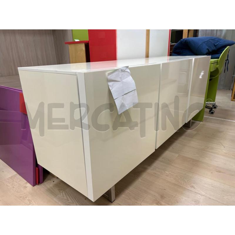 CALLIGARIS MOBILE LINEA HORIZON 3 ANTE BIANCO SIDEBOARD LACCATO RIPIANI CRISTALLO PIEDI CROMATO | Mercatino dell'Usato Teramo 2