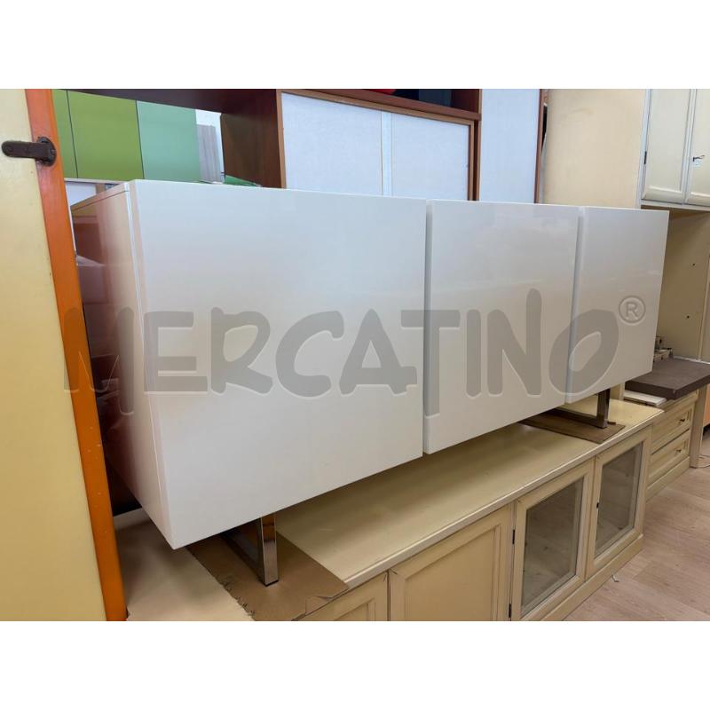 CALLIGARIS MOBILE LINEA HORIZON 3 ANTE BIANCO SIDEBOARD LACCATO RIPIANI CRISTALLO PIEDI CROMATO | Mercatino dell'Usato Teramo 4