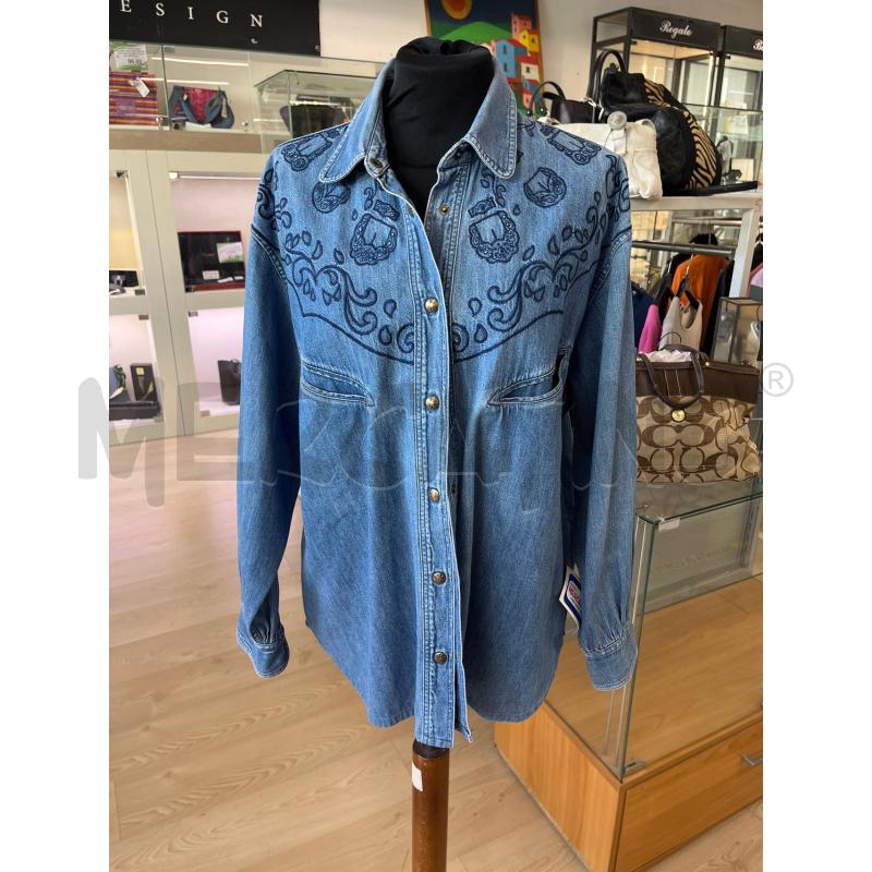 CAMICIA DONNA DI JEANS RICAMO BLU MOSCHINO MILANO | Mercatino dell'Usato Teramo 1