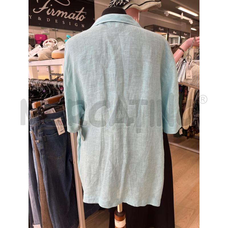 CAMICIA DONNA LES COPAINS VERDE ACQUA MANICA CORTA CAPPELLINO IN RILIEVO SU TASCA | Mercatino dell'Usato Teramo 2