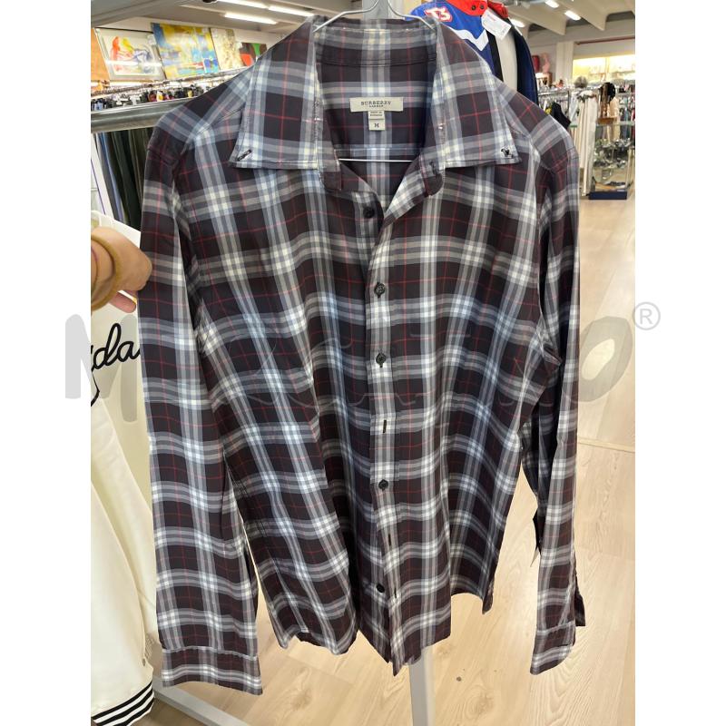 CAMICIA UOMO BURBERRY QUADRETTI MARRONE GRIGIO BORDI COSNUMATI | Mercatino dell'Usato Teramo 1