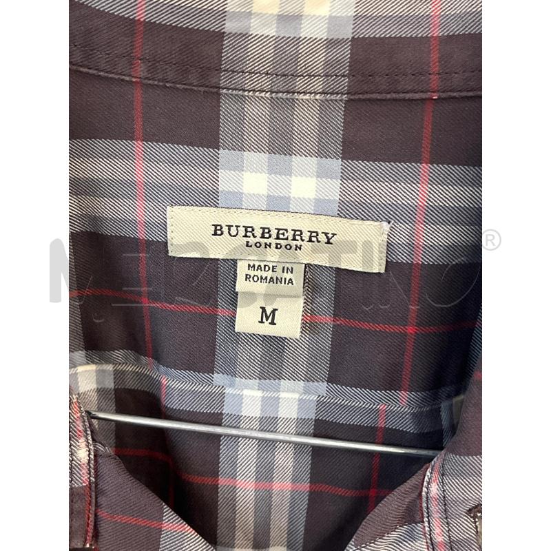 CAMICIA UOMO BURBERRY QUADRETTI MARRONE GRIGIO BORDI COSNUMATI | Mercatino dell'Usato Teramo 2