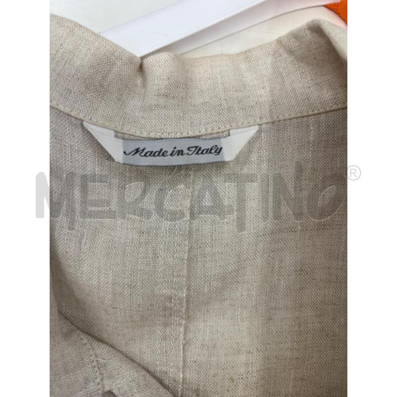 CAMICIONA DONNA MADE IN ITALY BEIGE MANICA CORTA BOTTONI PERLATI SPALLINA IMBOTTITA DI LINO | Mercatino dell'Usato Teramo 3