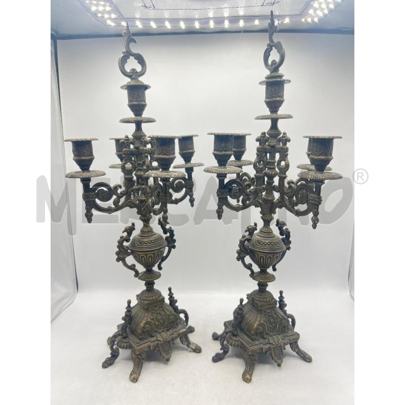 CANDELABRI COPPIA EPOCA 5 LUCI IN STILE FUSIONE  | Mercatino dell'Usato Teramo 1