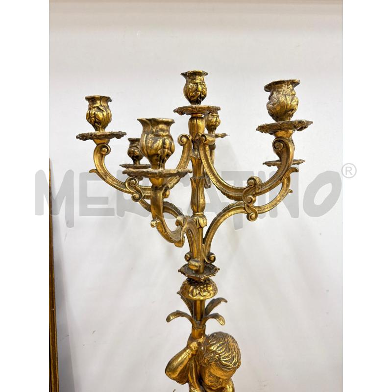 CANDELABRO EPOCA IN BRONZO DORATO BASE PUTTO H. 87CM 5 LUCI  | Mercatino dell'Usato Teramo 3