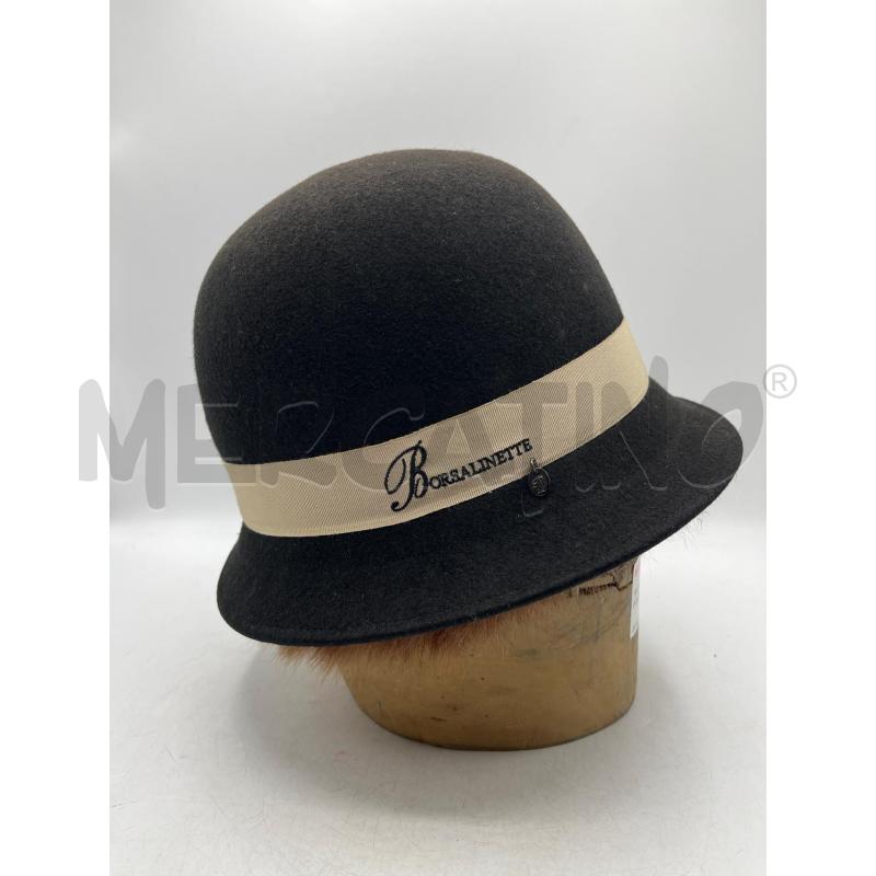 CAPPELLO DONNA BORSALINETTE NERO FASCIA BEIGE  | Mercatino dell'Usato Teramo 1