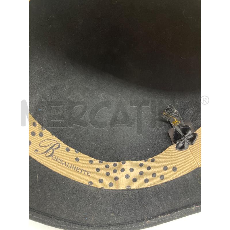 CAPPELLO DONNA BORSALINETTE NERO FASCIA BEIGE  | Mercatino dell'Usato Teramo 4