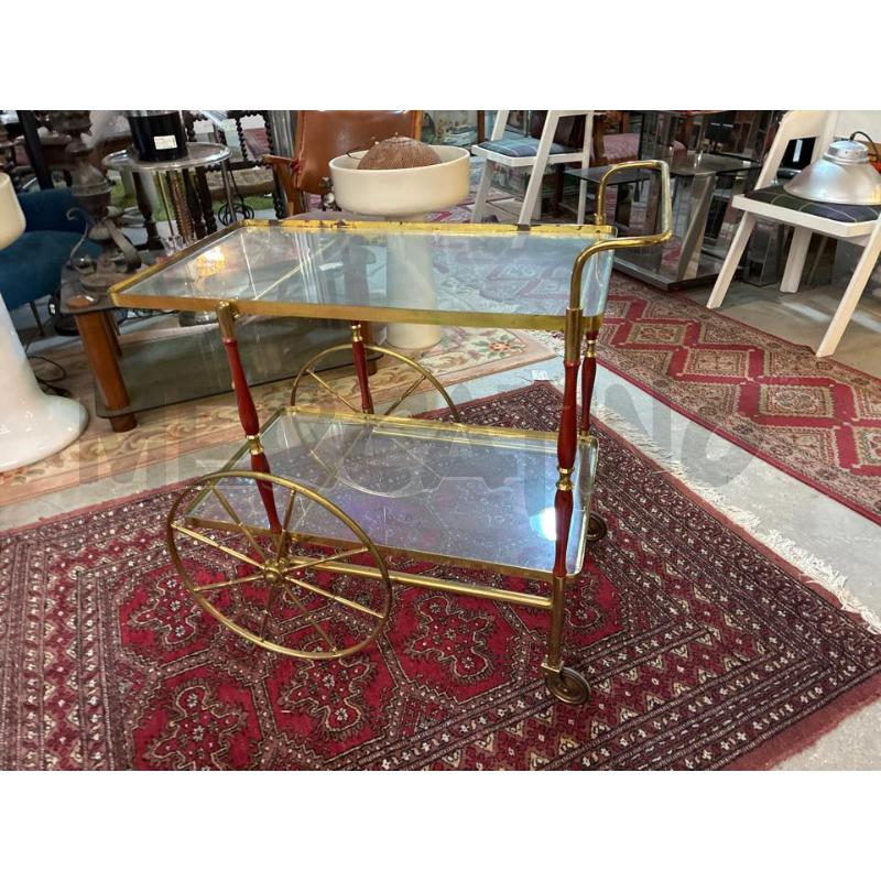 CARRELLO PORTAVIVANDE OTTONE LEGNO E VETRO RUOTE GRANDI | Mercatino dell'Usato Teramo 1