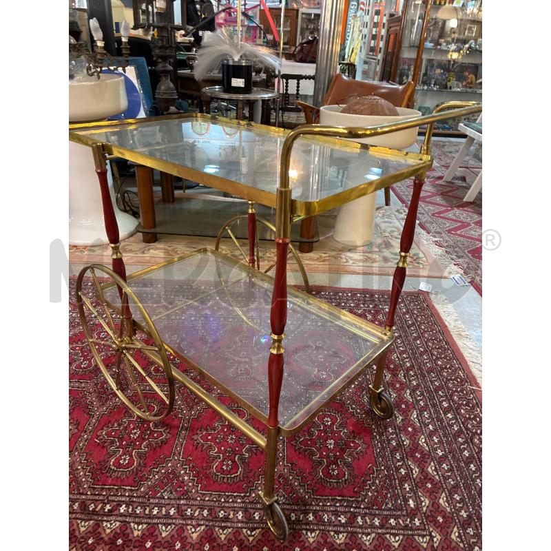 CARRELLO PORTAVIVANDE OTTONE LEGNO E VETRO RUOTE GRANDI | Mercatino dell'Usato Teramo 2