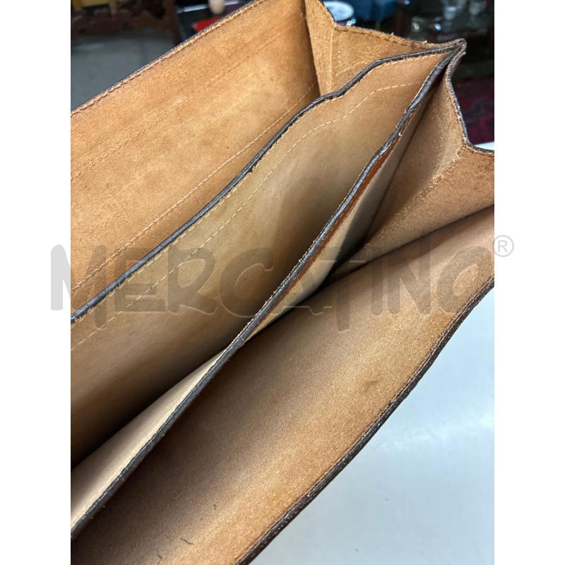 CARTELLA VINTAGE IN VERA PELLE MARRONE METALLO OTTONATO | Mercatino dell'Usato Teramo 4