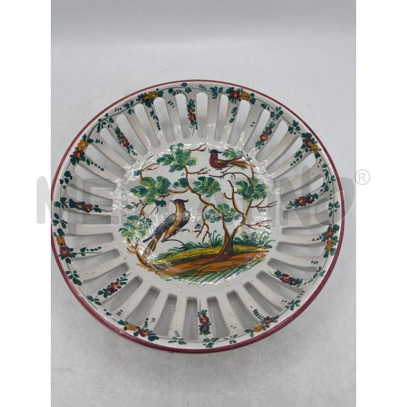 CENTROTAVOLA CERAMICA DIPINTO FIORI E UCCELLINI  | Mercatino dell'Usato Teramo 1