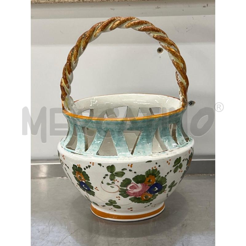 CESTINO CERAMICA CASTELLI FIORE CON MANICO | Mercatino dell'Usato Teramo 1