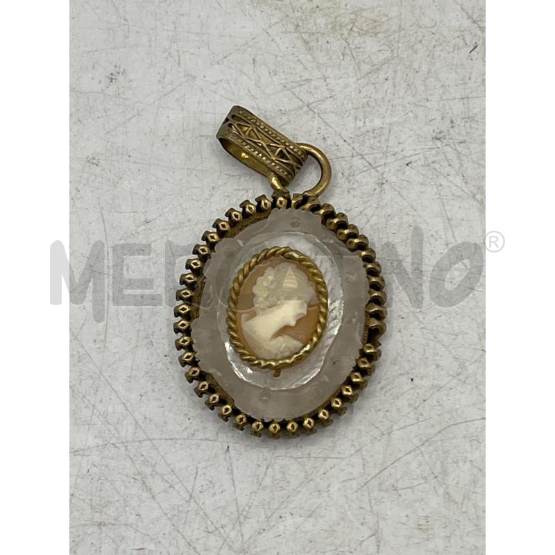 CIONDOLO CAMEO ARTIGIANALE DORATO E PIETRA | Mercatino dell'Usato Teramo 1