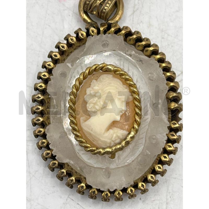 CIONDOLO CAMEO ARTIGIANALE DORATO E PIETRA | Mercatino dell'Usato Teramo 3