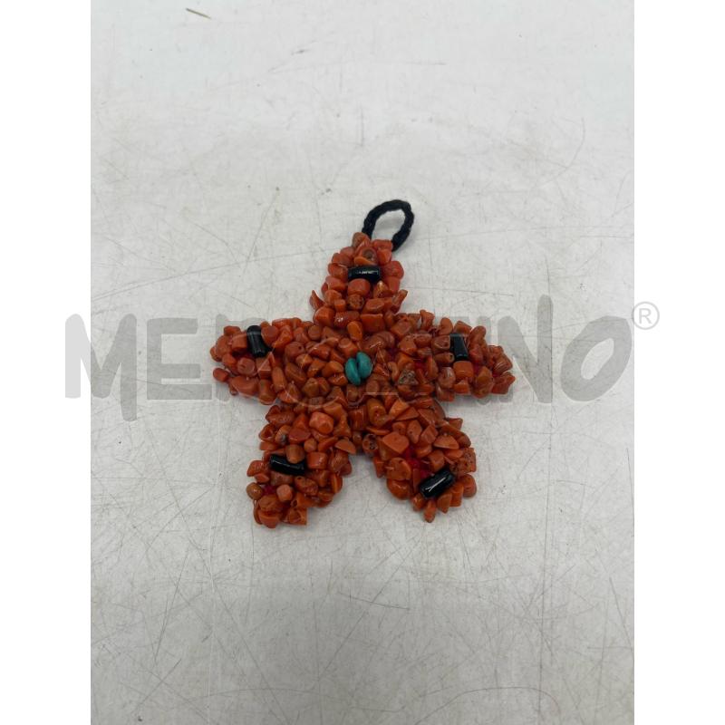 CIONDOLO SCHEGGE DI CORALLO A FORMA DI STELLA MARINA FINITURE TURCHESE E PIETRE NERE | Mercatino dell'Usato Teramo 1