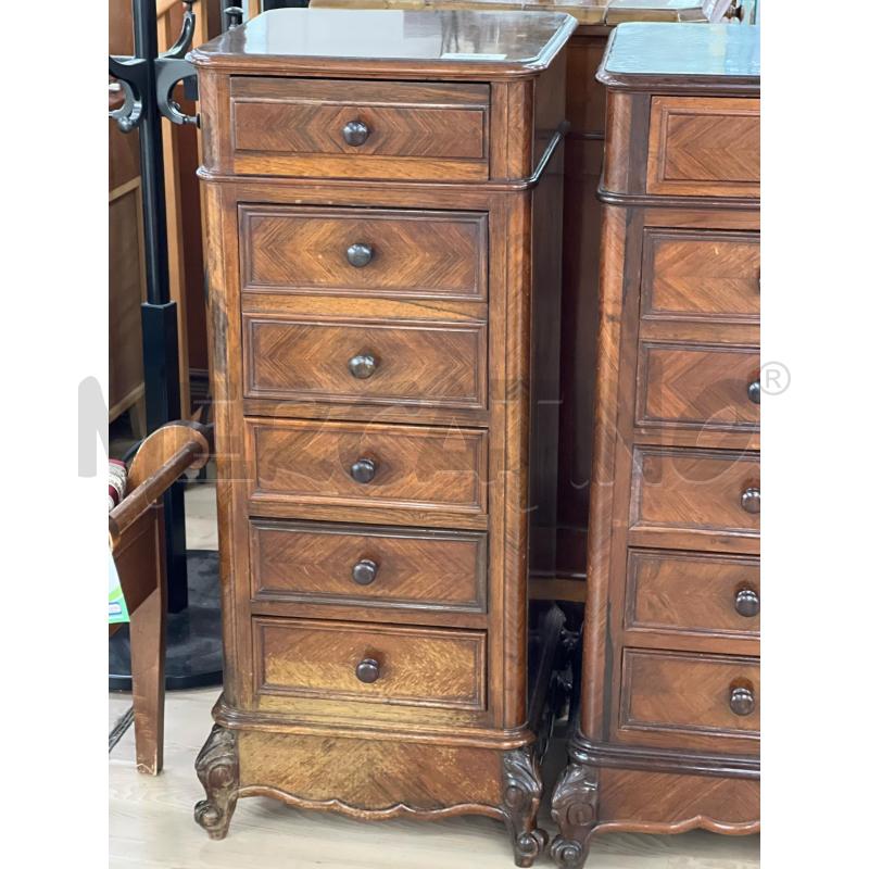 COMODINO ALTO CASSETTIERA 6 CASSETTI ANTICO PIEDE LAVORATA STILE INGLESE IN LEGNO MASSELLO | Mercatino dell'Usato Teramo 1