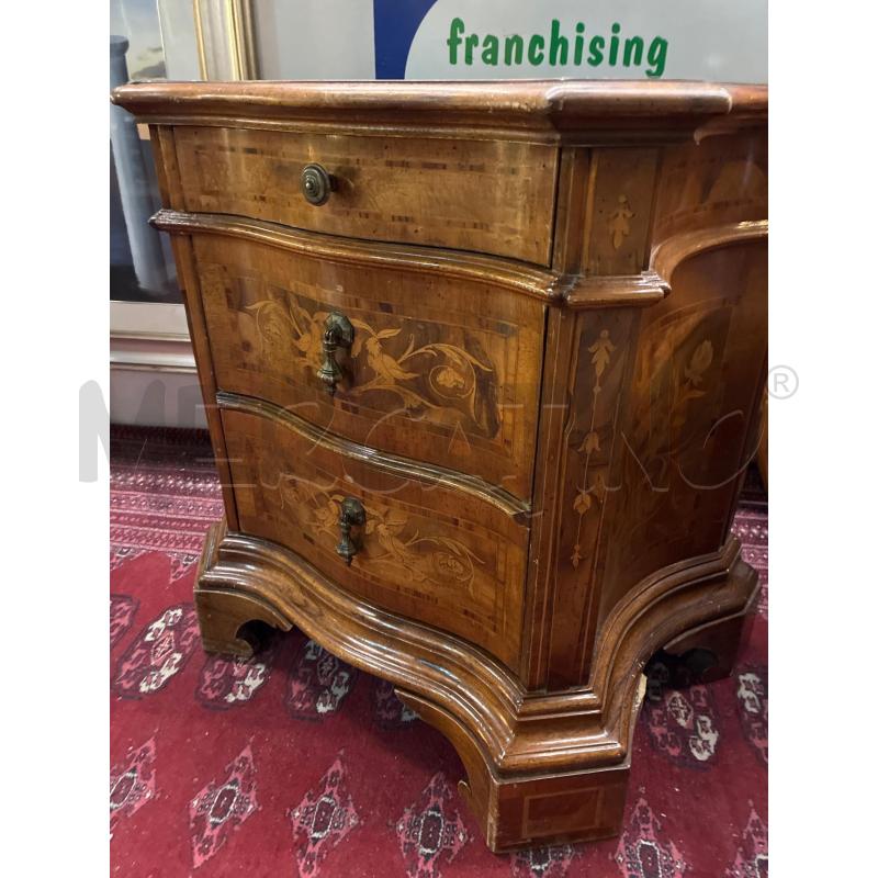 COMODINO LEGNO SAGOMATO A CASSETTINI INTARSIATI DA RESTAURARE | Mercatino dell'Usato Teramo 4