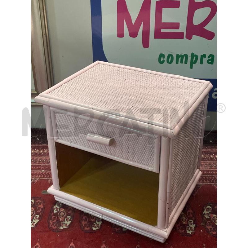 COMODINO VIMINI BAMBU' 1 CASSETTO COL.ROSA | Mercatino dell'Usato Teramo 1