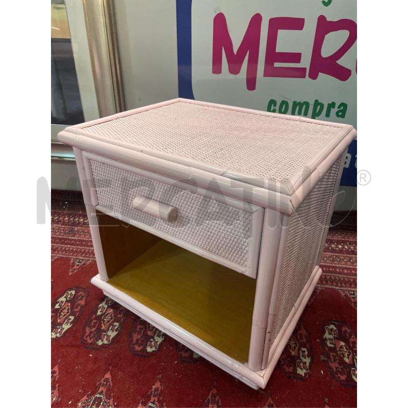 COMODINO VIMINI BAMBU' 1 CASSETTO COL.ROSA | Mercatino dell'Usato Teramo 2