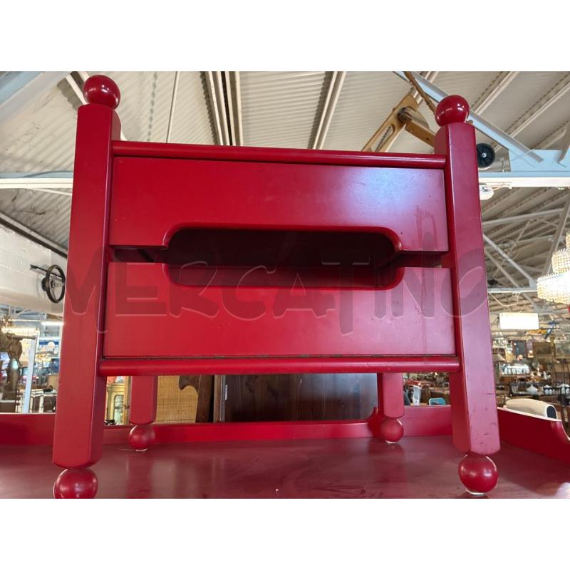 COMODINO VINTAGE DESIGN CASSINA 2 CASSETTI LEGNO SMALTATO ROSSO 2 CASSETTI  | Mercatino dell'Usato Teramo 4