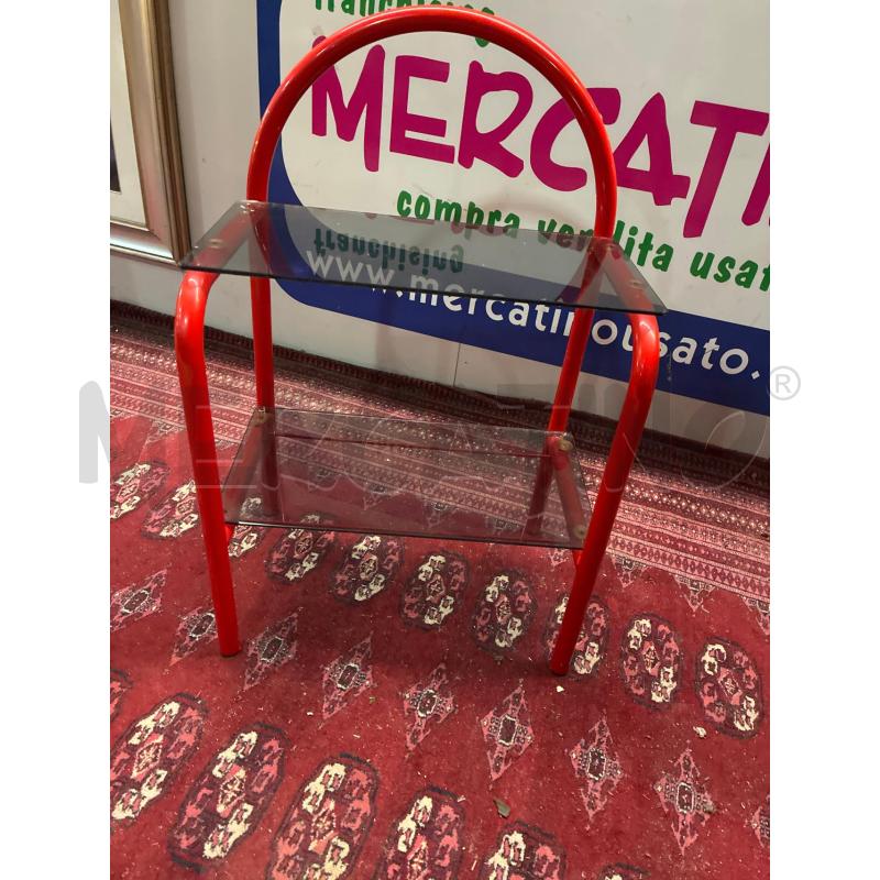 COMODINO VINTAGE METALLO A TUBO ROSSO 2 PIANI FUME' | Mercatino dell'Usato Teramo 2