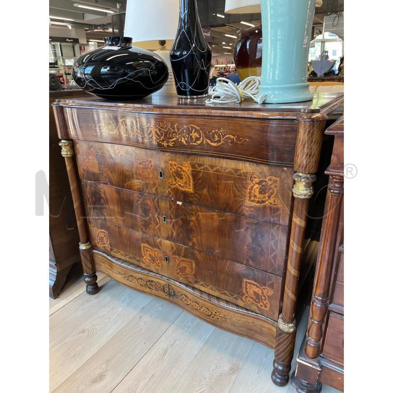 COMO' EPOCA IN LEGNO MASSELLO IMPIALLICCIATO E DECORAZIONI COLONNINE 4 CASSETTONI  | Mercatino dell'Usato Teramo 1